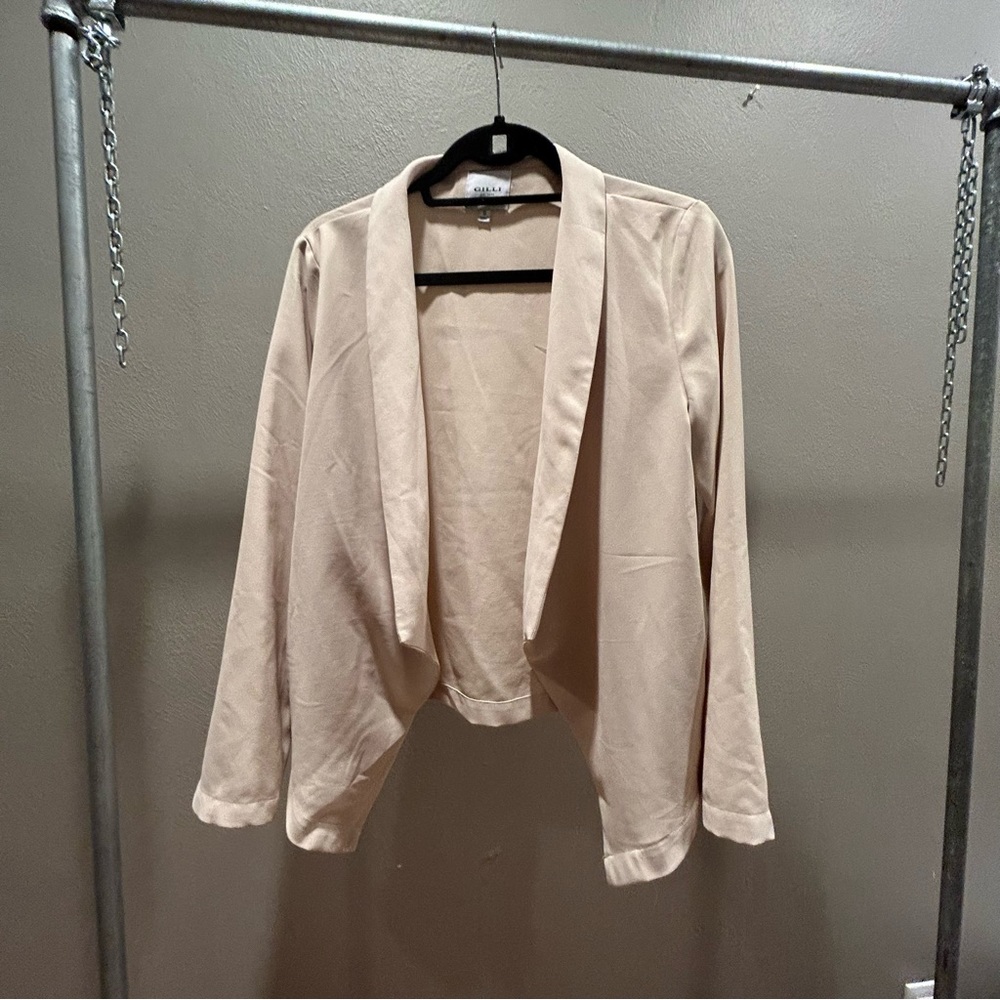 GILLI blazer poly spandex slight stretch cream eggshell small open face flow KRN